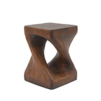 Twist Shape Faux Wood End Table with Natural Grain Texture