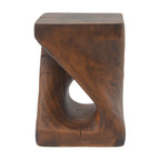 Twist Shape Faux Wood End Table with Natural Grain Texture