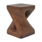 Twist Shape Faux Wood End Table with Natural Grain Texture