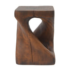 Twist Shape Faux Wood End Table with Natural Grain Texture