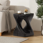 Twist Shape Faux Wood End Table with Natural Grain Texture