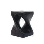 Twist Shape Faux Wood End Table with Natural Grain Texture