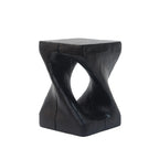 Twist Shape Faux Wood End Table with Natural Grain Texture