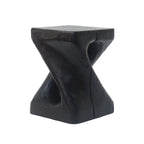 Twist Shape Faux Wood End Table with Natural Grain Texture