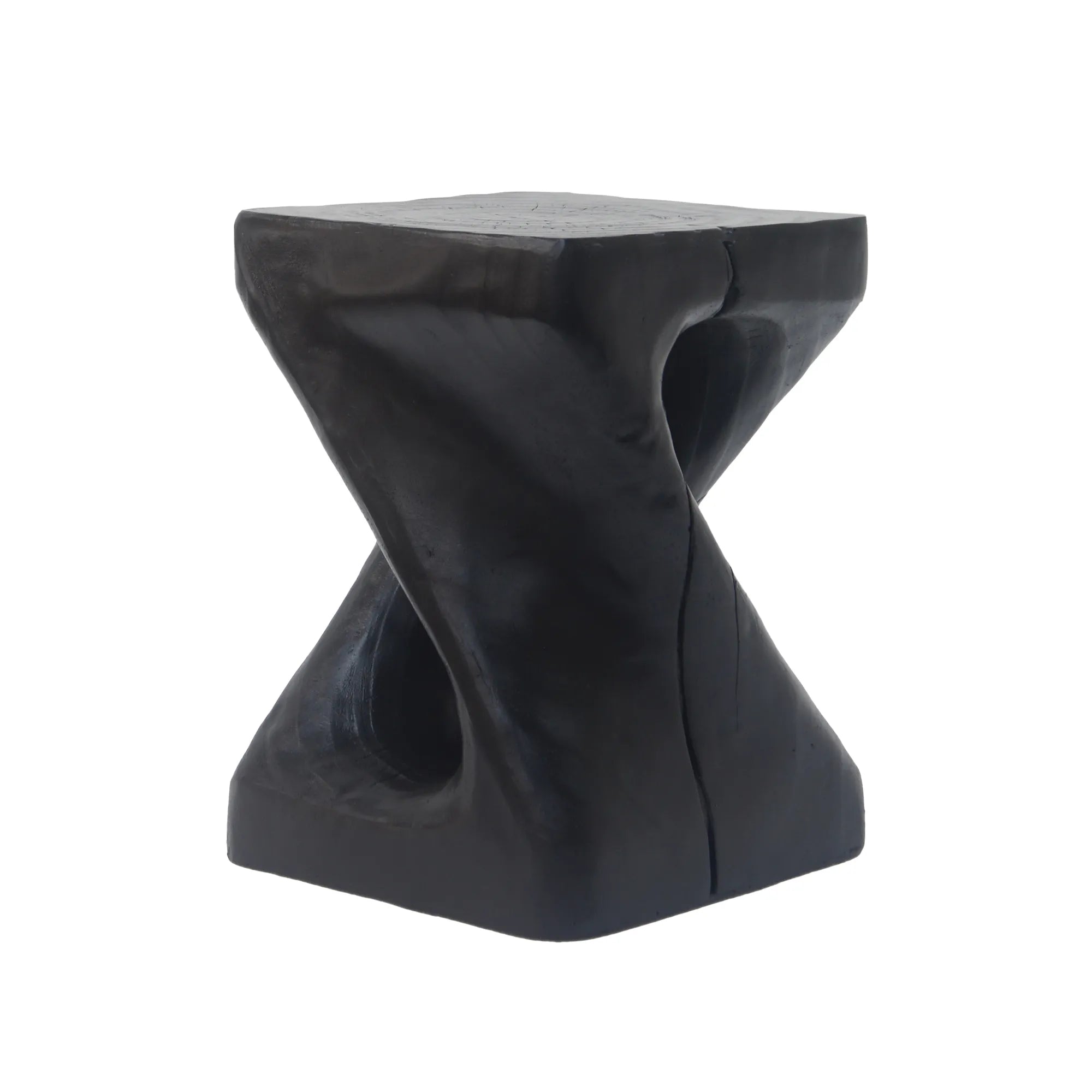 Twist Shape Faux Wood End Table with Natural Grain Texture