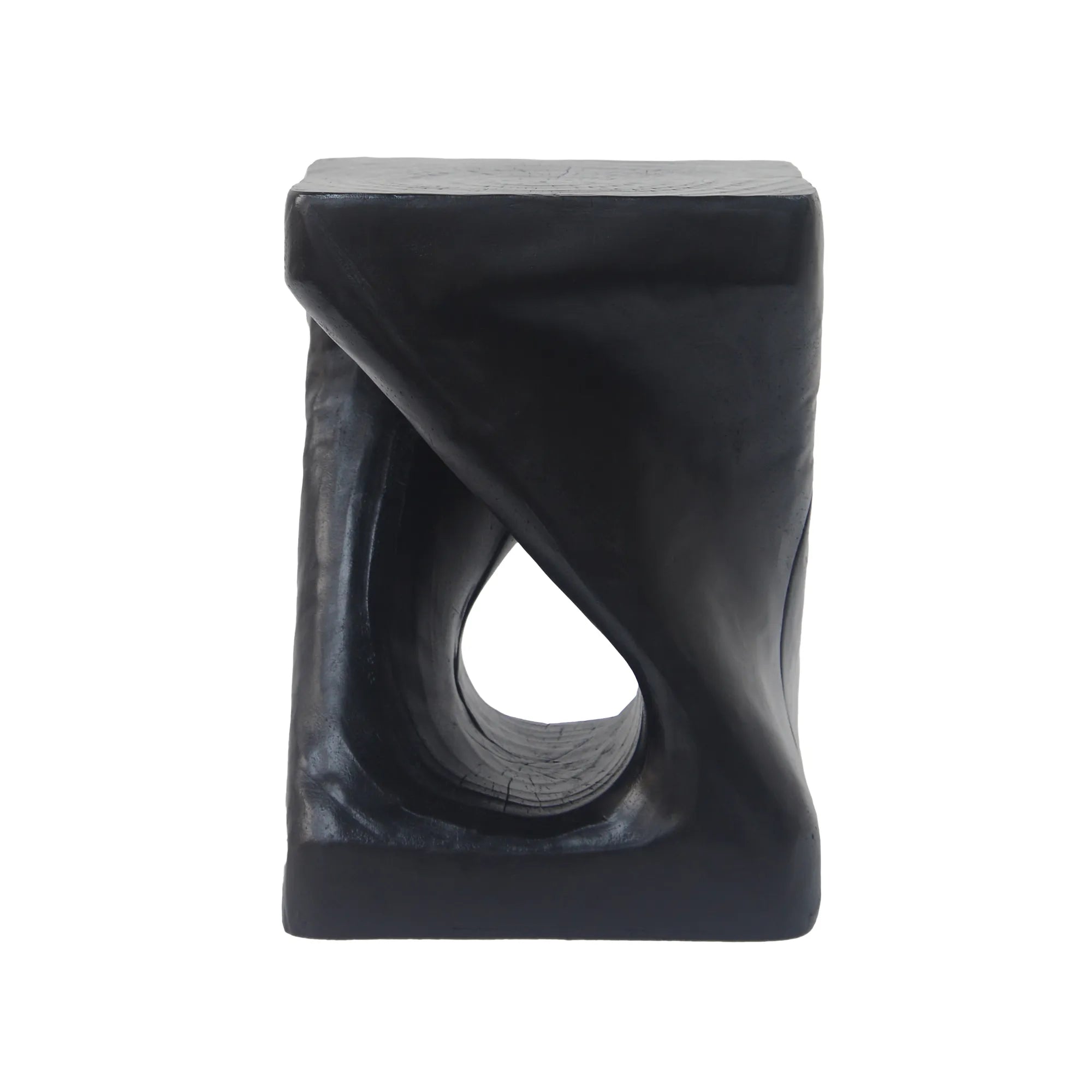 Twist Shape Faux Wood End Table with Natural Grain Texture