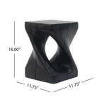 Twist Shape Faux Wood End Table with Natural Grain Texture