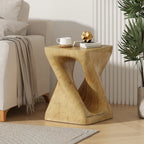 Twist Shape Faux Wood End Table with Natural Grain Texture