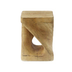 Twist Shape Faux Wood End Table with Natural Grain Texture
