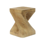 Twist Shape Faux Wood End Table with Natural Grain Texture