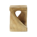 Twist Shape Faux Wood End Table with Natural Grain Texture