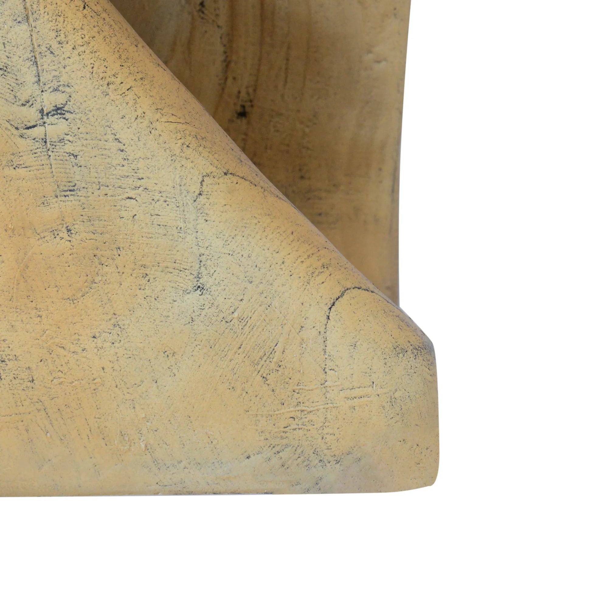 Twist Shape Faux Wood End Table with Natural Grain Texture