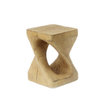 Twist Shape Faux Wood End Table with Natural Grain Texture