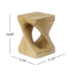 Twist Shape Faux Wood End Table with Natural Grain Texture