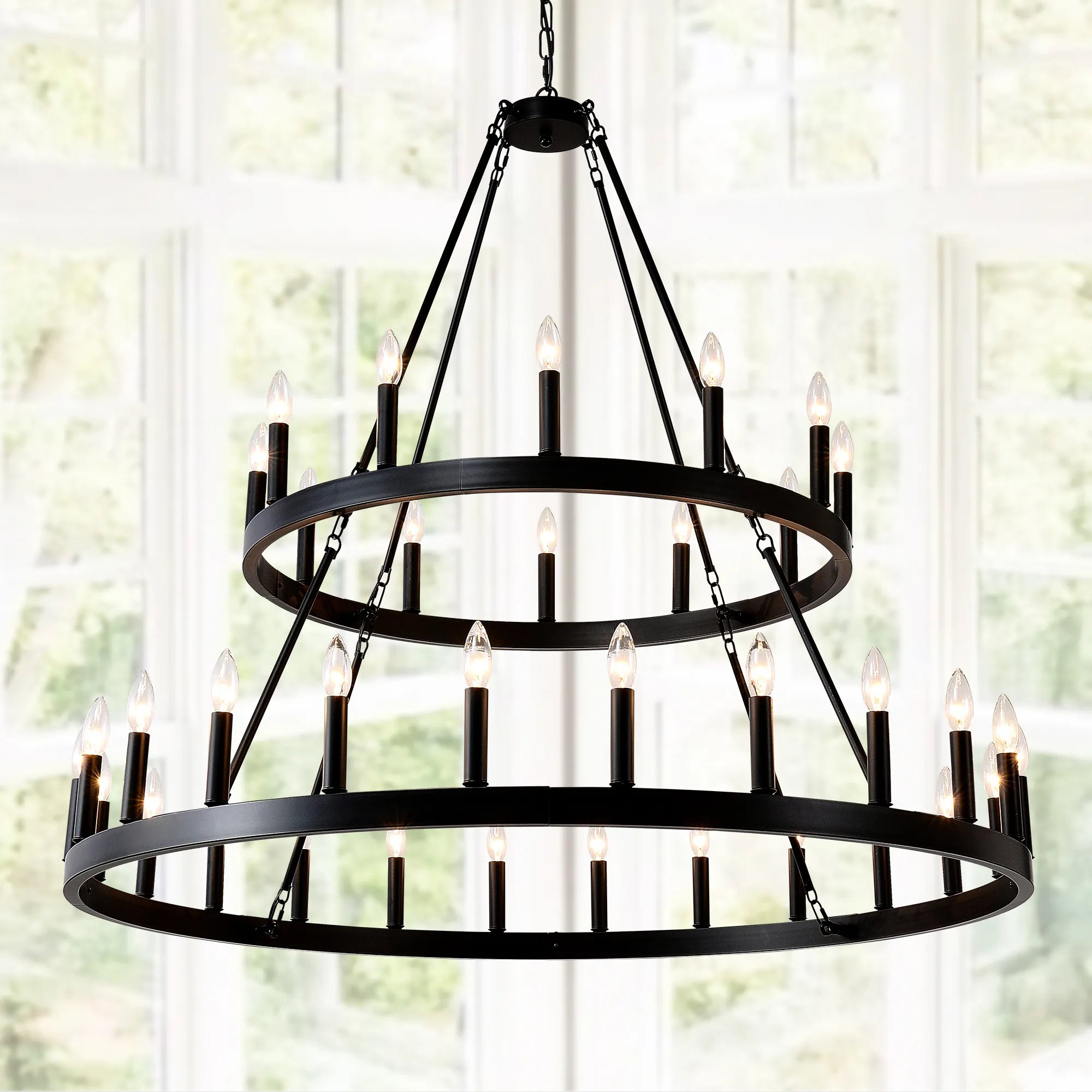 Two-Tier Wagon Wheel Farmhouse Chandelier
