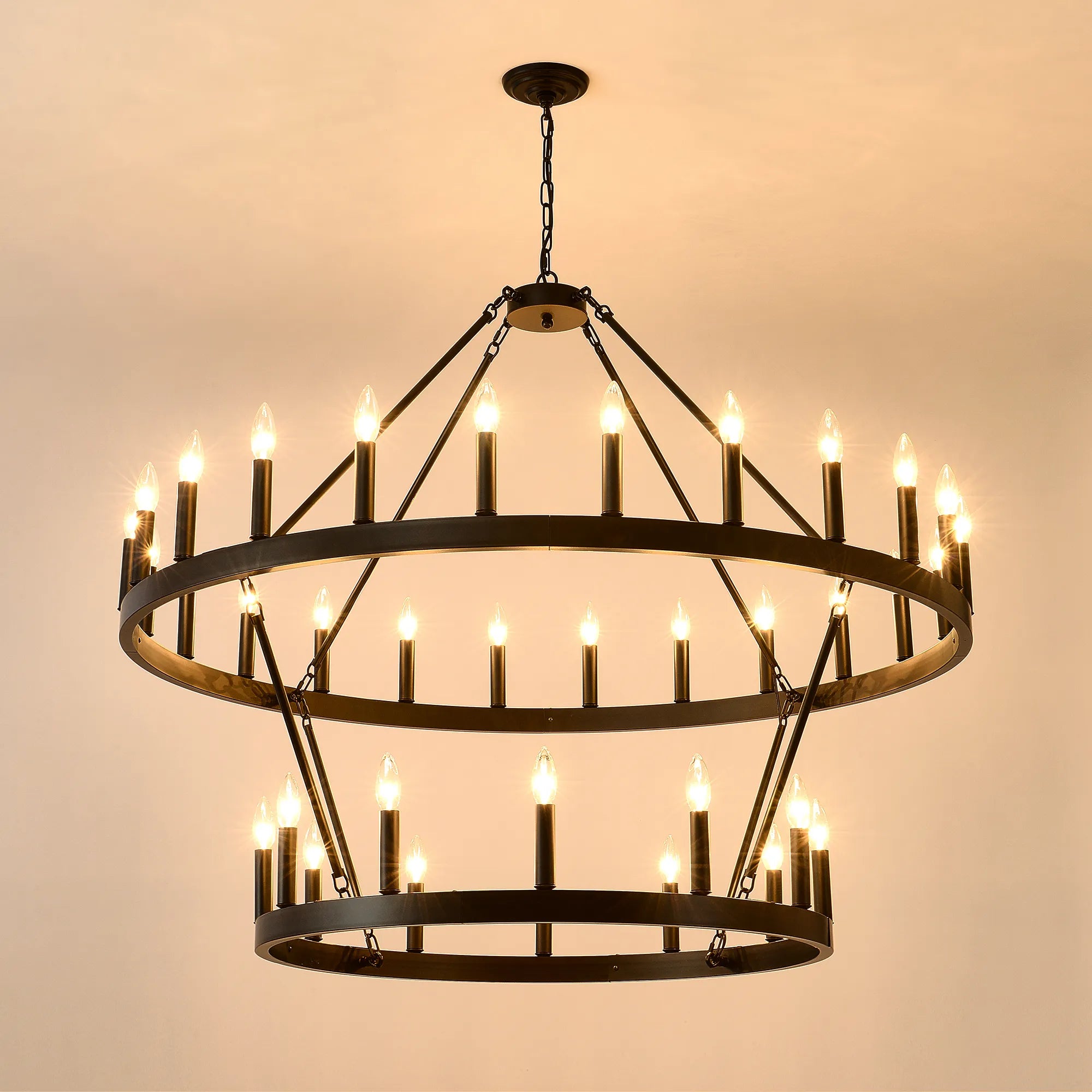 Two-Tier Wagon Wheel Farmhouse Chandelier