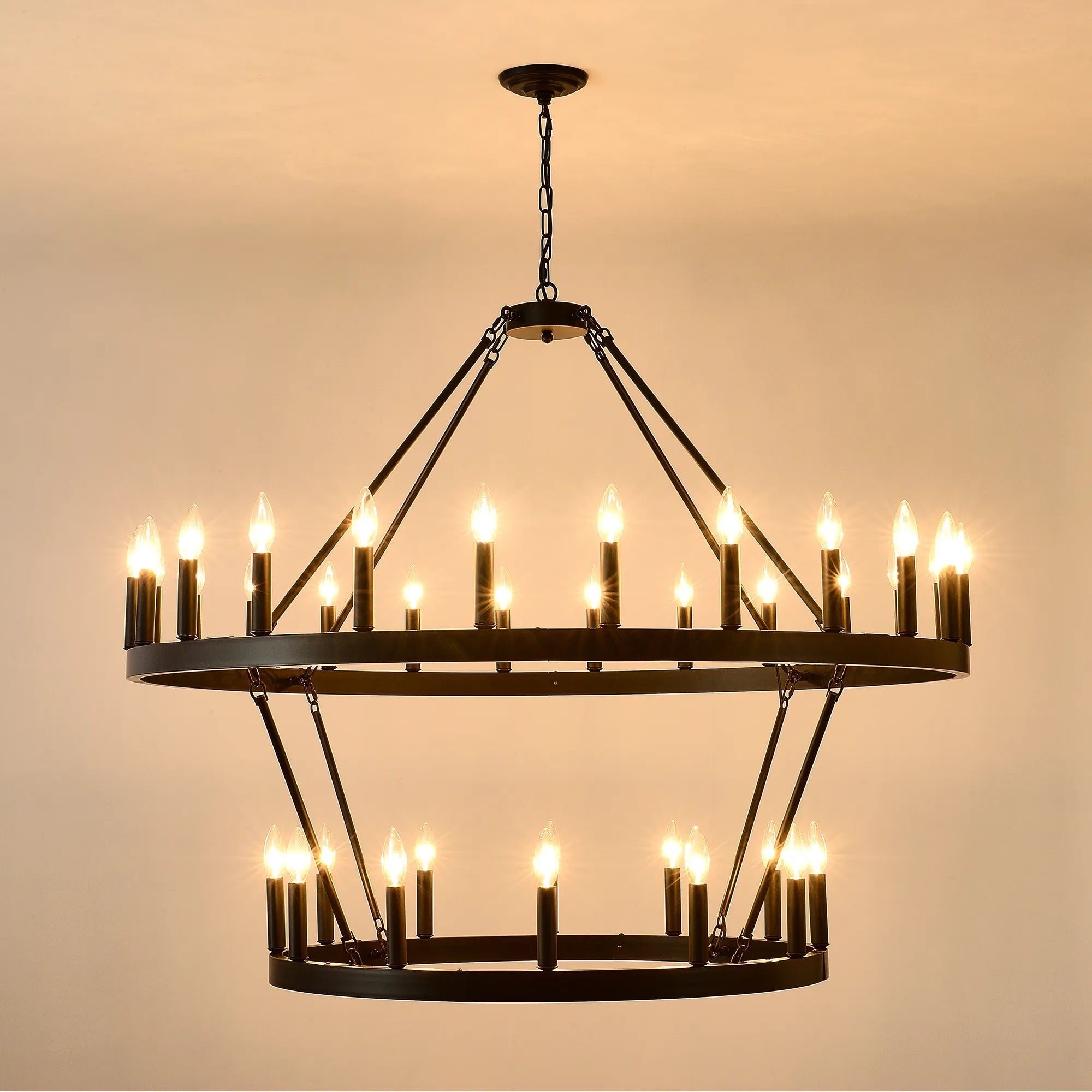 Two-Tier Wagon Wheel Farmhouse Chandelier