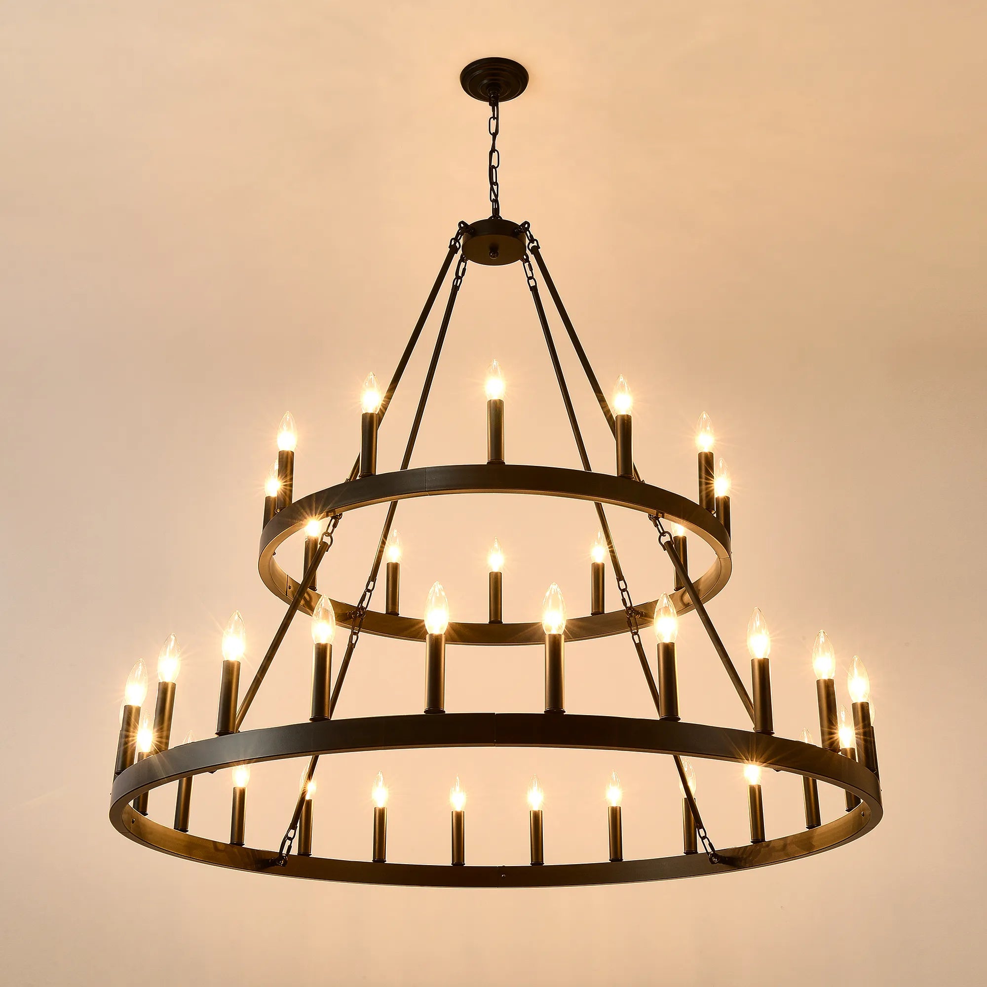 Two-Tier Wagon Wheel Farmhouse Chandelier