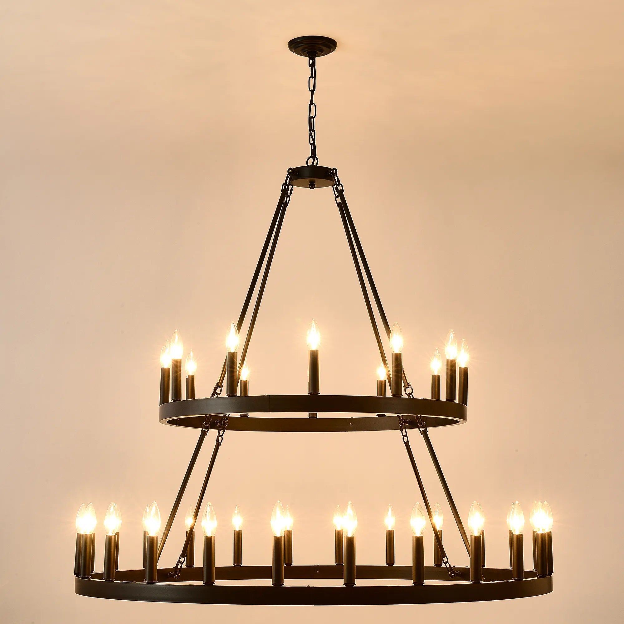 Two-Tier Wagon Wheel Farmhouse Chandelier