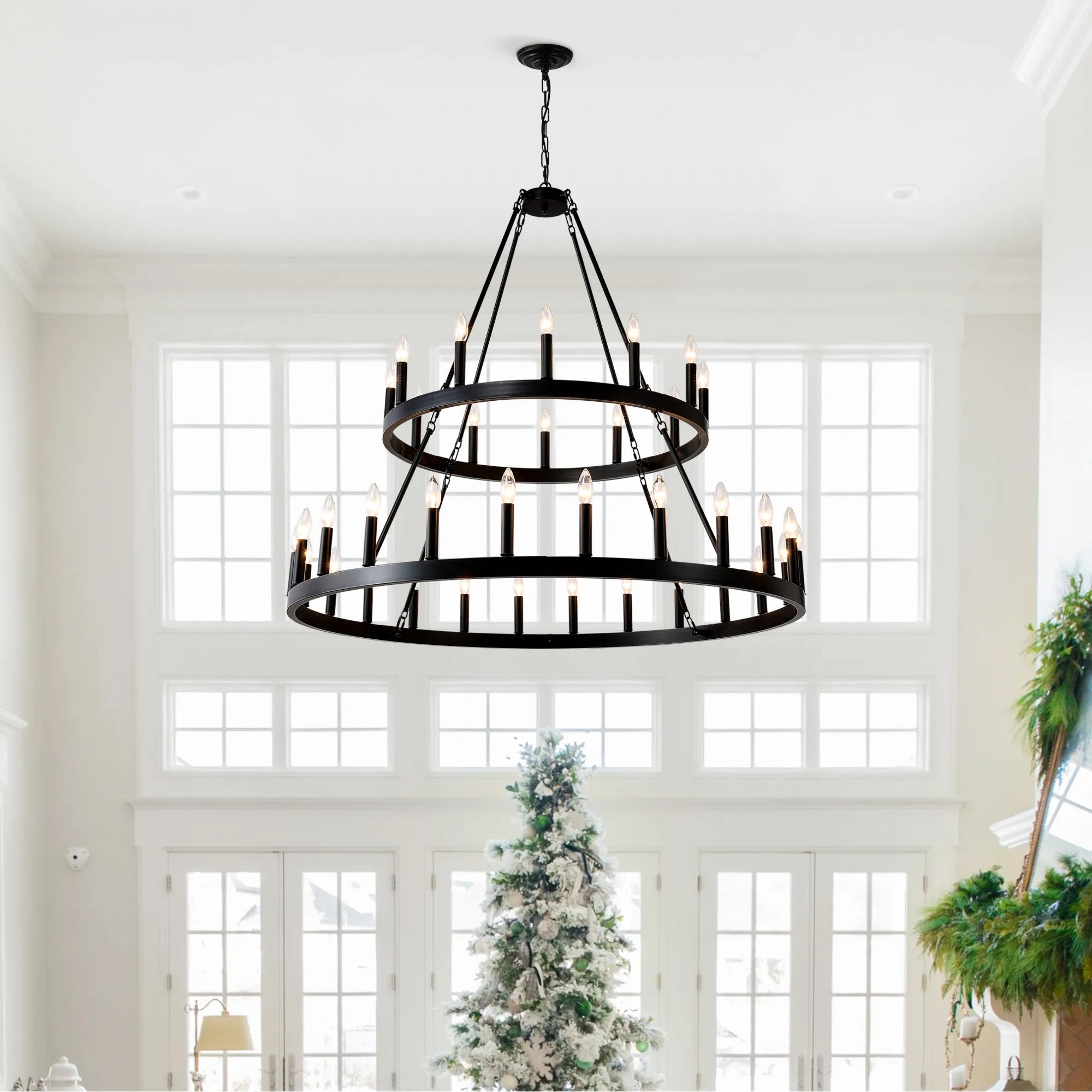 Two-Tier Wagon Wheel Farmhouse Chandelier