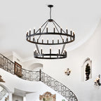 Two-Tier Wagon Wheel Farmhouse Chandelier