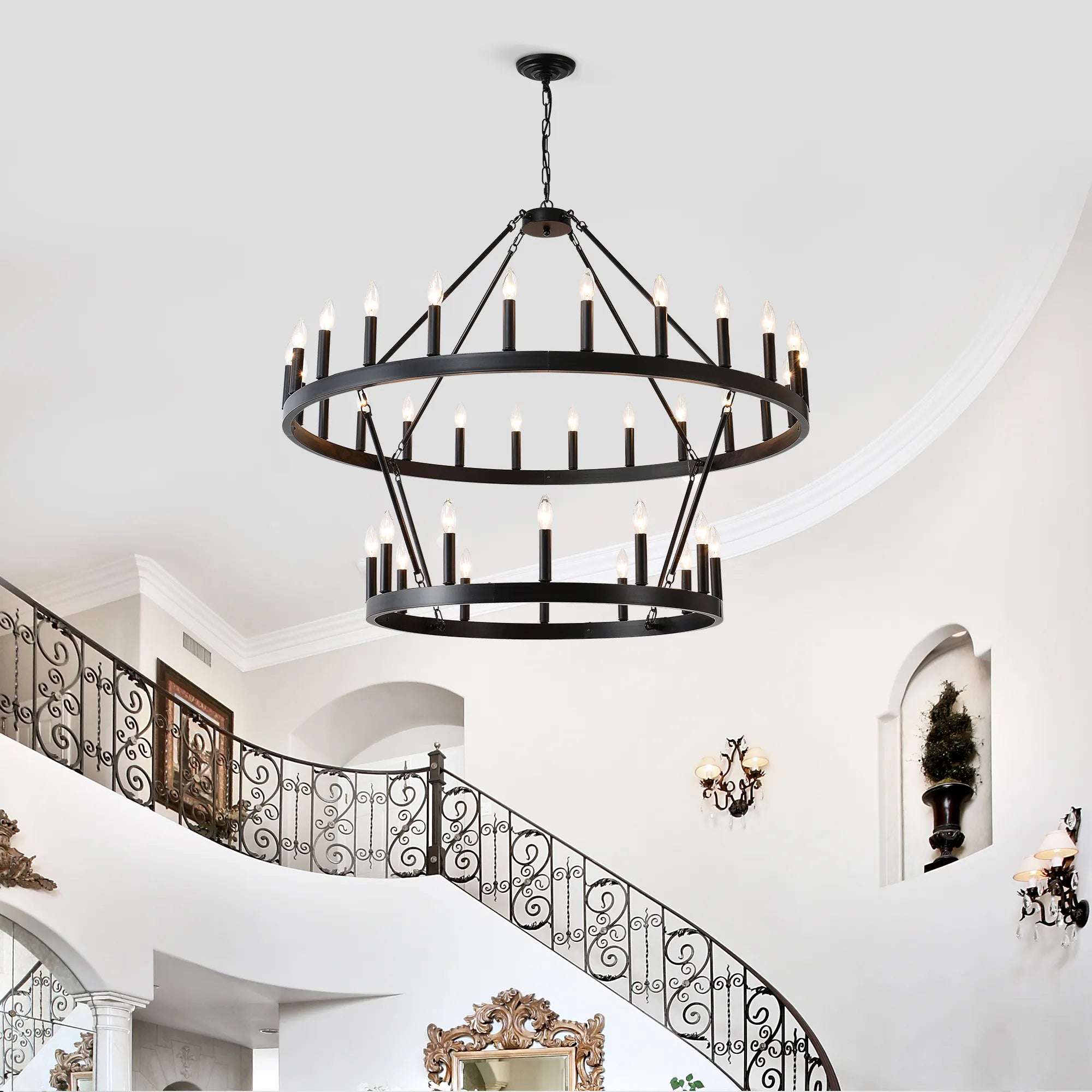 Two-Tier Wagon Wheel Farmhouse Chandelier