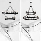 Two-Tier Wagon Wheel Farmhouse Chandelier