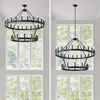 Two-Tier Wagon Wheel Farmhouse Chandelier