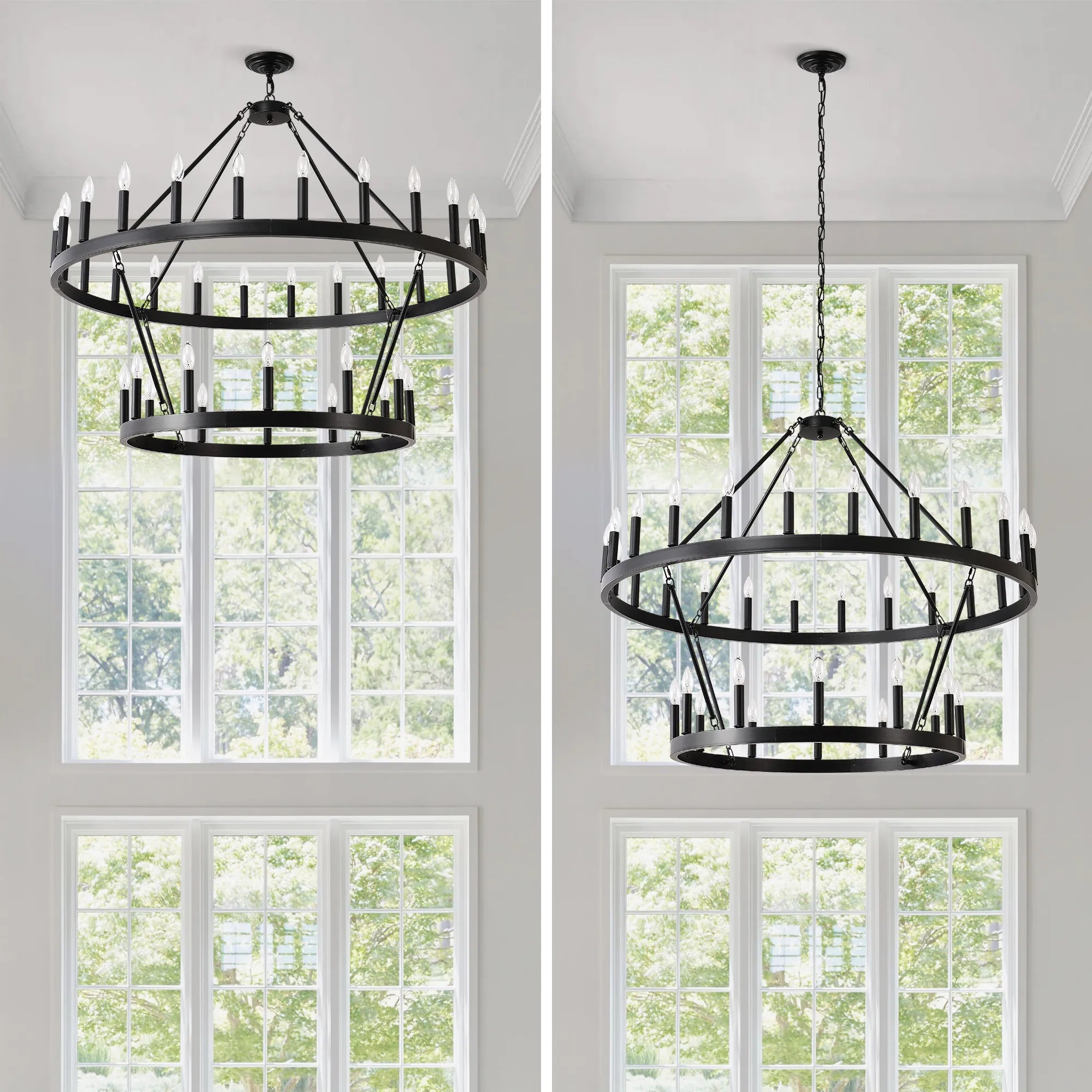 Two-Tier Wagon Wheel Farmhouse Chandelier