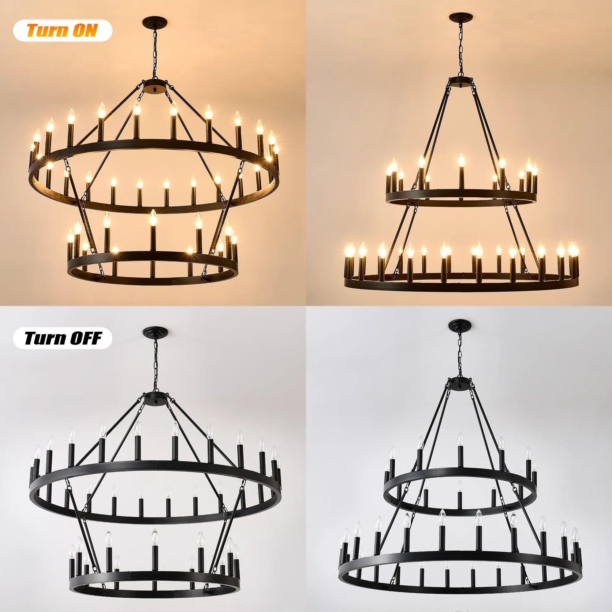 Two-Tier Wagon Wheel Farmhouse Chandelier