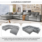 Ultra Comfort Oversize Modular Sofa with Removable Ottoman