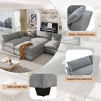 Ultra Comfort Oversize Modular Sofa with Removable Ottoman