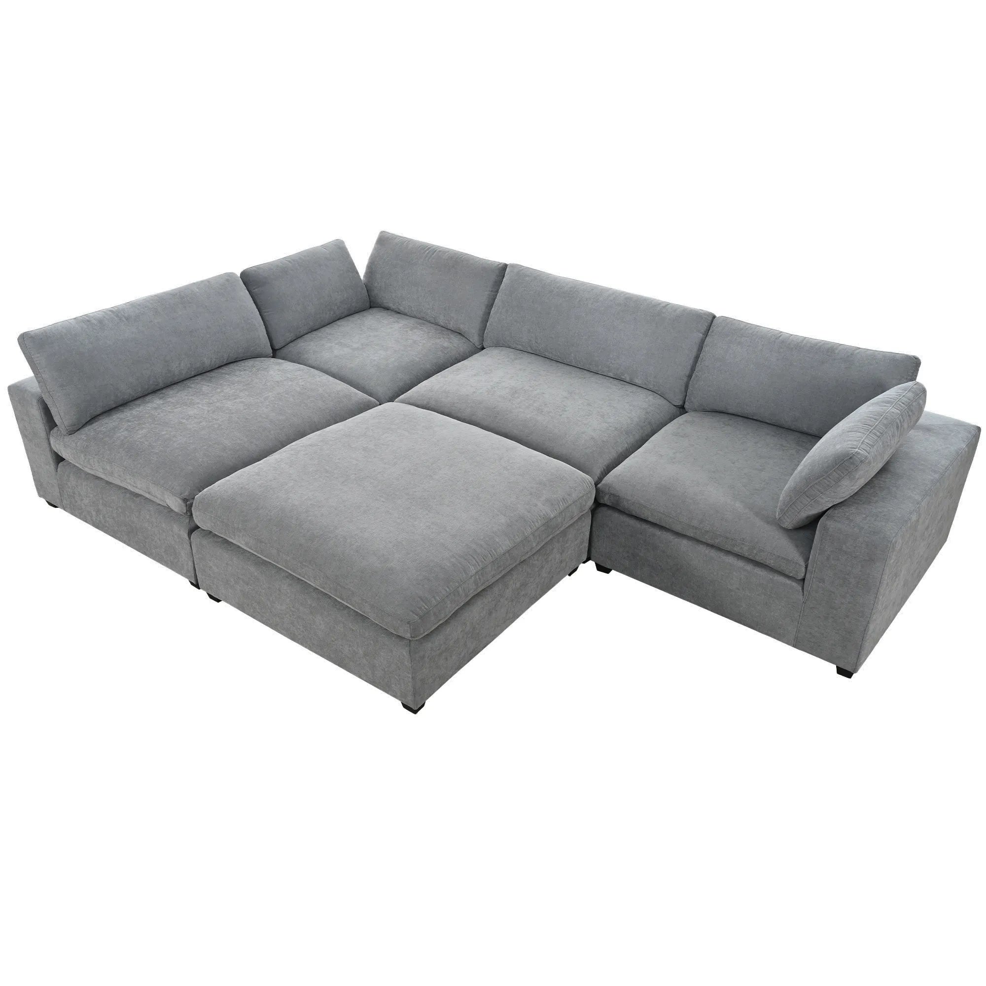 Ultra Comfort Oversize Modular Sofa with Removable Ottoman