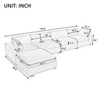 Ultra Comfort Oversize Modular Sofa with Removable Ottoman