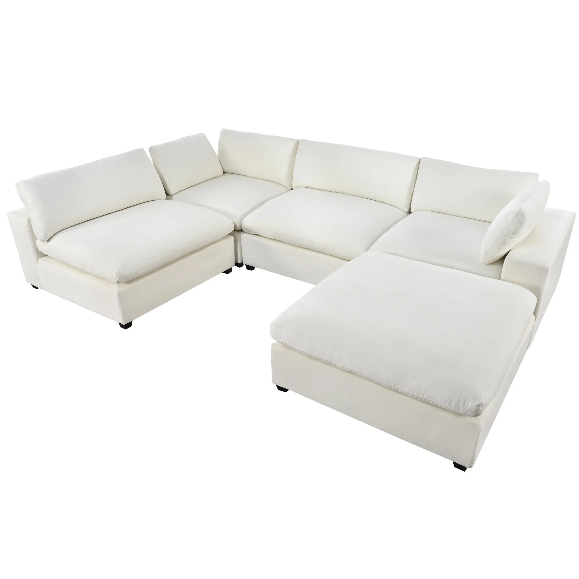 Ultra Comfort Oversize Modular Sofa with Removable Ottoman