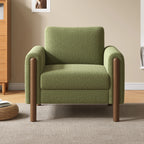 Upholstered Accent Chair with Curved Handrail & Walnut Legs