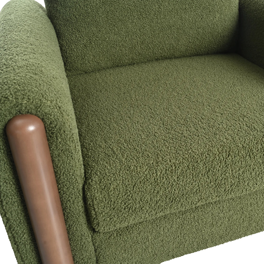 Upholstered Accent Chair with Curved Handrail & Walnut Legs