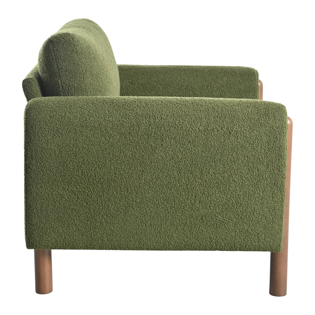 Upholstered Accent Chair with Curved Handrail & Walnut Legs