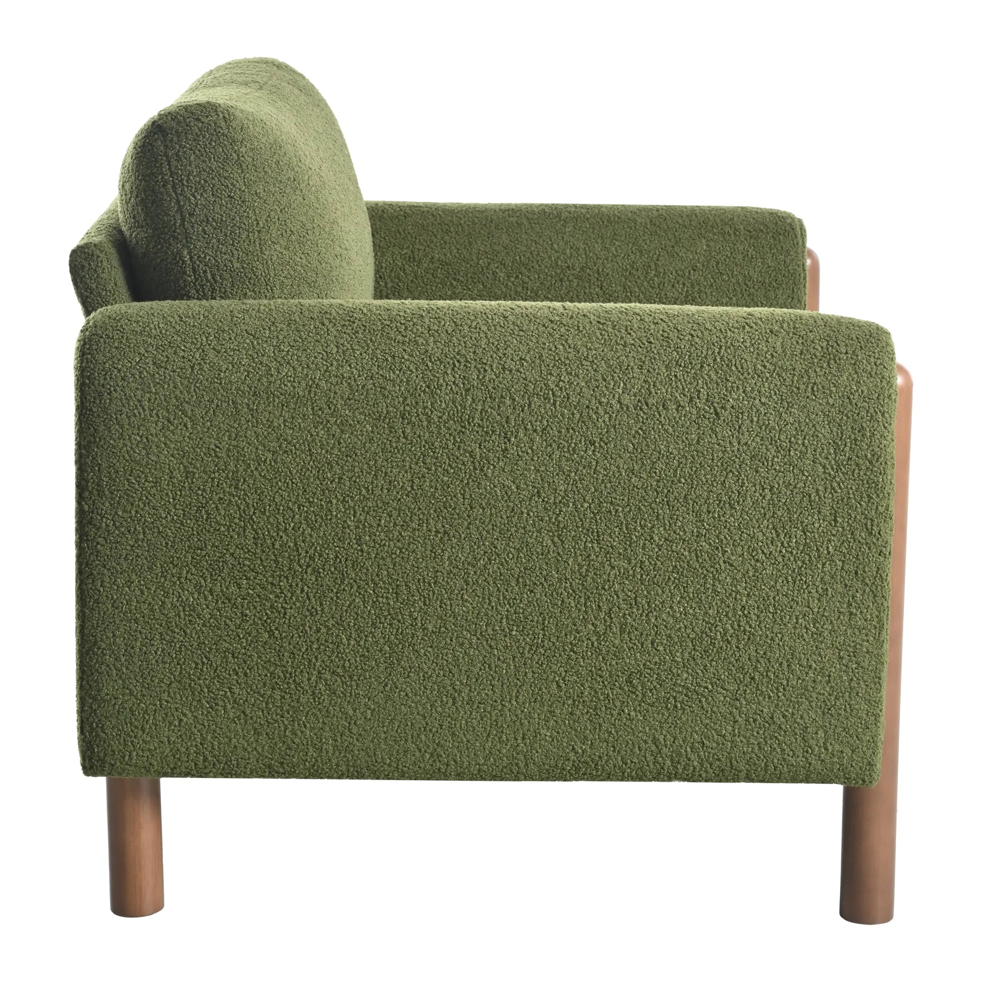 Upholstered Accent Chair with Curved Handrail & Walnut Legs