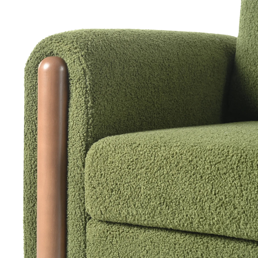 Upholstered Accent Chair with Curved Handrail & Walnut Legs