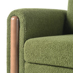 Upholstered Accent Chair with Curved Handrail & Walnut Legs