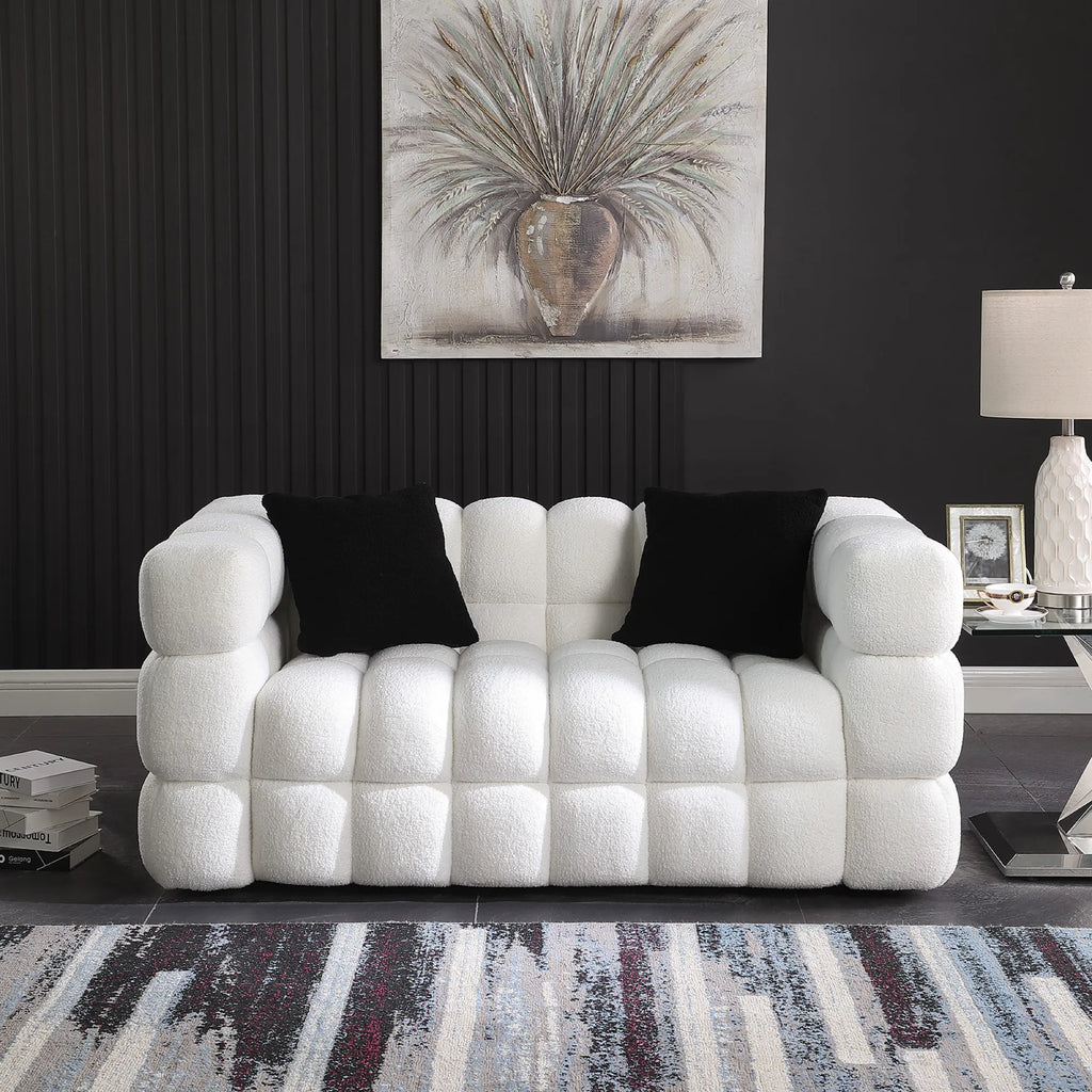 Upholstered Comfy Modern Marshmallow Boucle Sofa