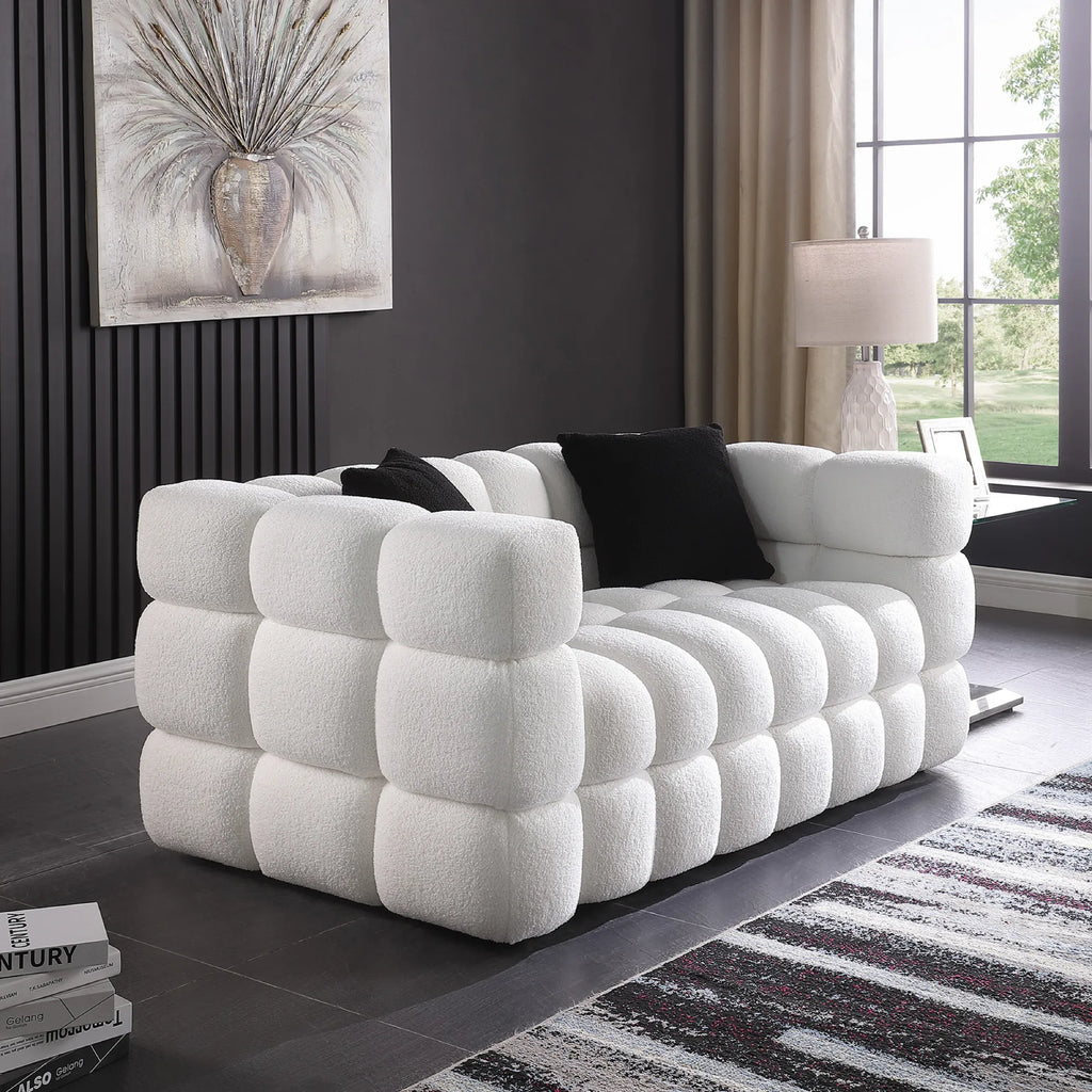 Upholstered Comfy Modern Marshmallow Boucle Sofa