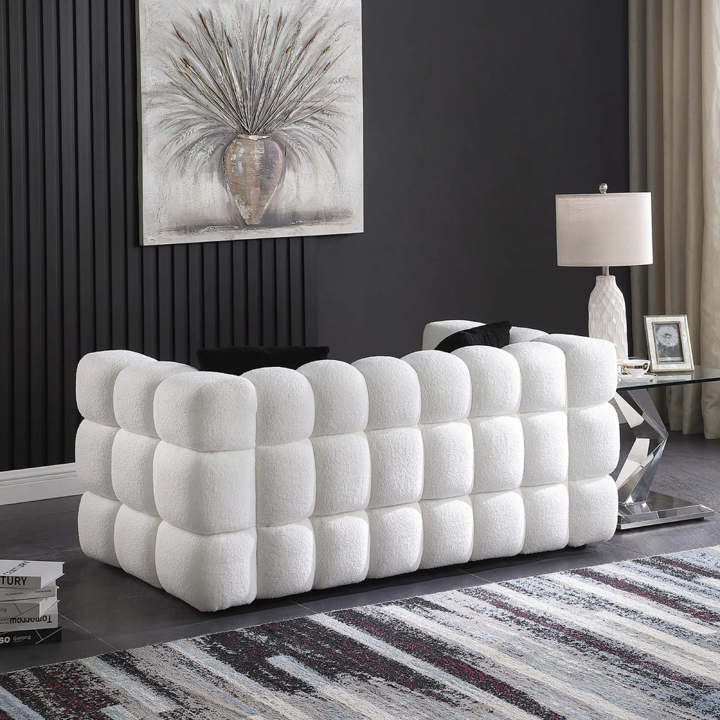 Upholstered Comfy Modern Marshmallow Boucle Sofa