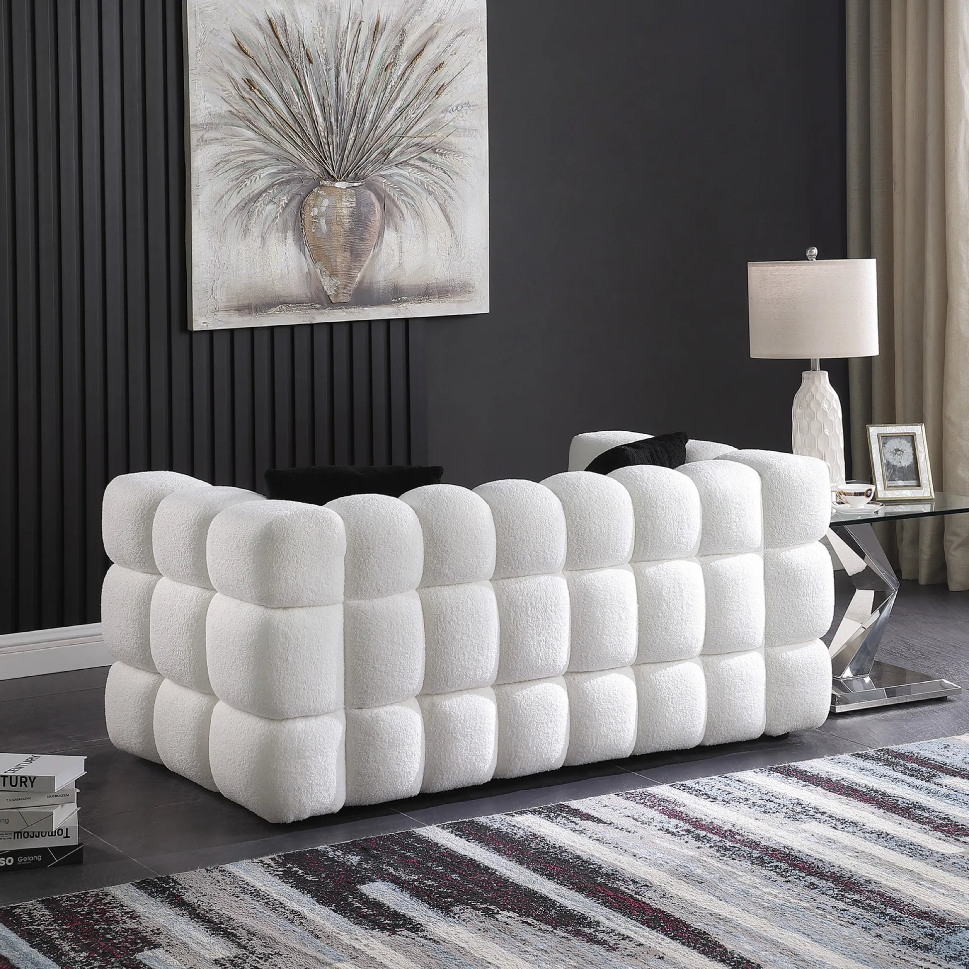 Upholstered Comfy Modern Marshmallow Boucle Sofa