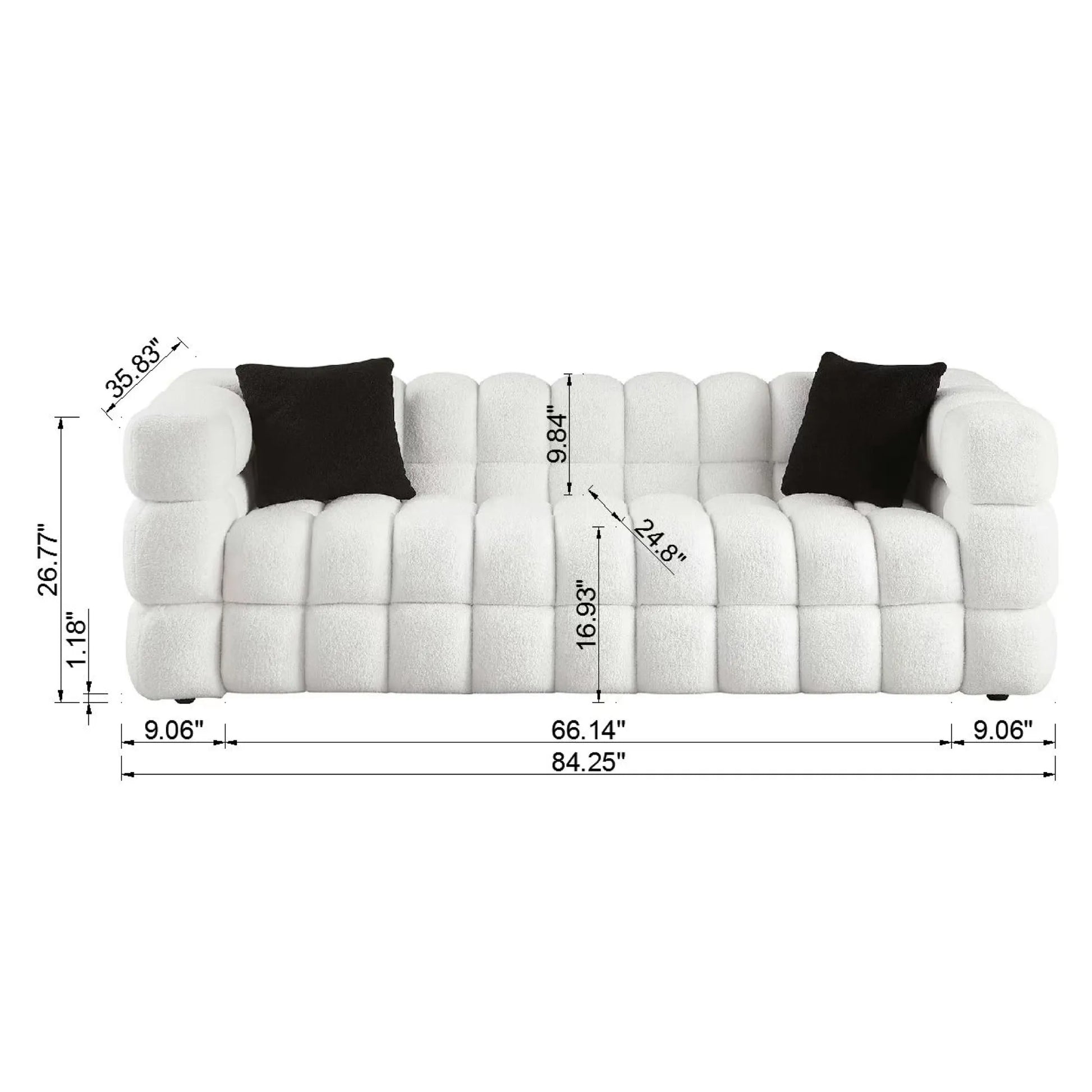 Upholstered Comfy Modern Marshmallow Boucle Sofa