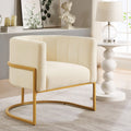 Upholstered Velvet Mid Century Modern Accent Chair with Curved Backrest