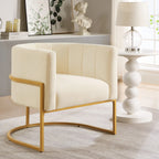 Upholstered Velvet Mid Century Modern Accent Chair with Curved Backrest