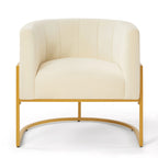 Upholstered Velvet Mid Century Modern Accent Chair with Curved Backrest