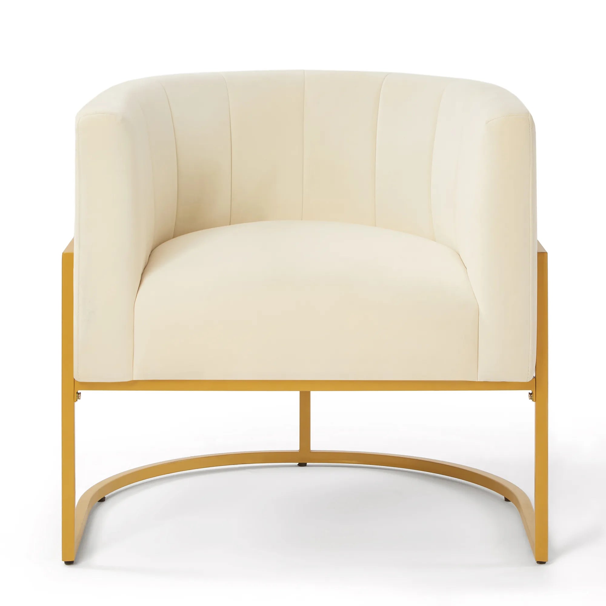 Upholstered Velvet Mid Century Modern Accent Chair with Curved Backrest